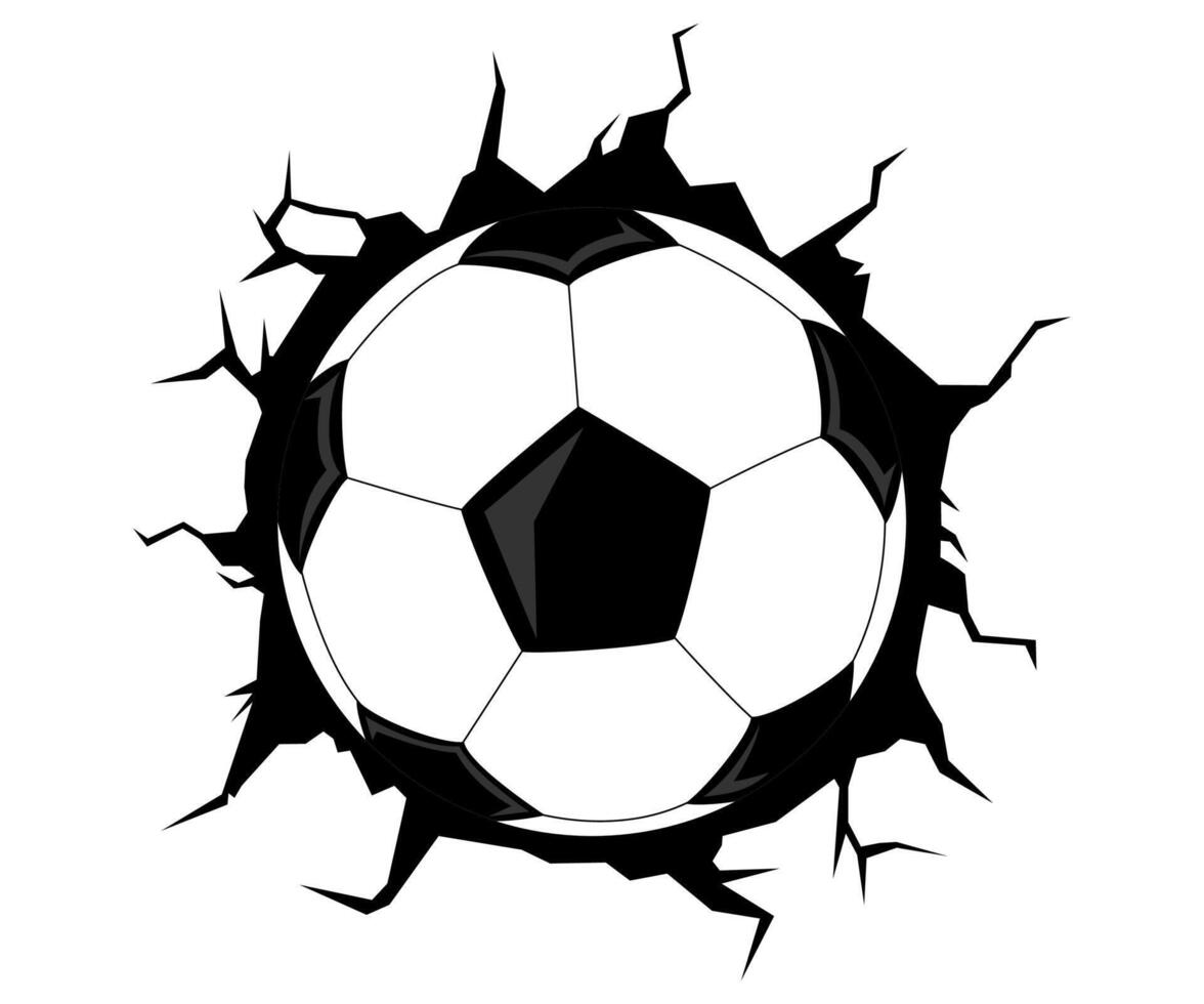 Classic Soccer ball hit on the wall minimalist flat illustration vector