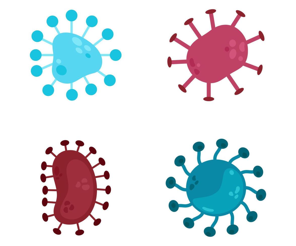 Microorganism bacterium microscopic cells flat illustration vector