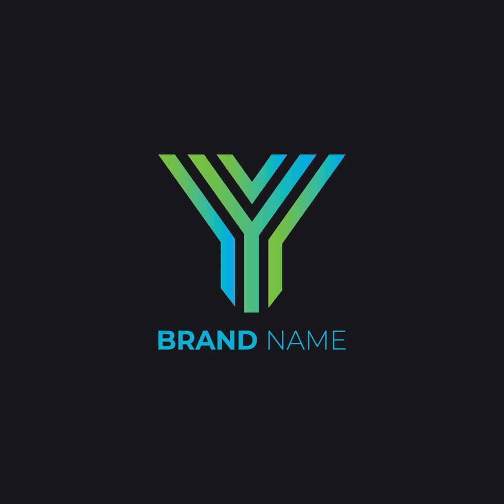 Modern geometric logo design featuring the letter Y in blue and green gradient vector