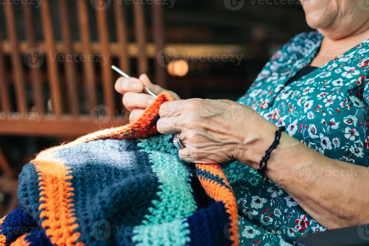 Granny Hobbies Older Woman Crocheting photo