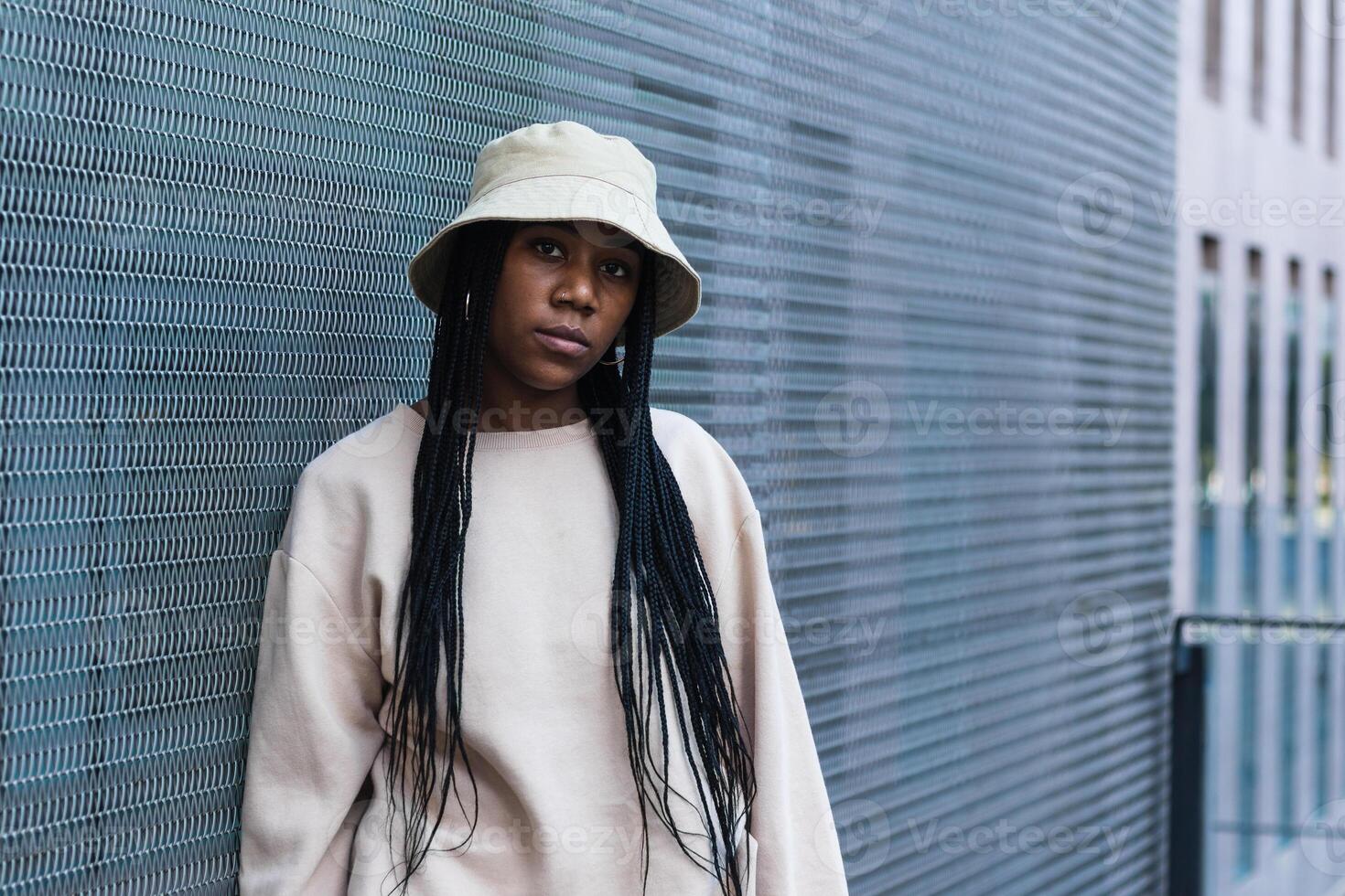Young black woman in hat photo