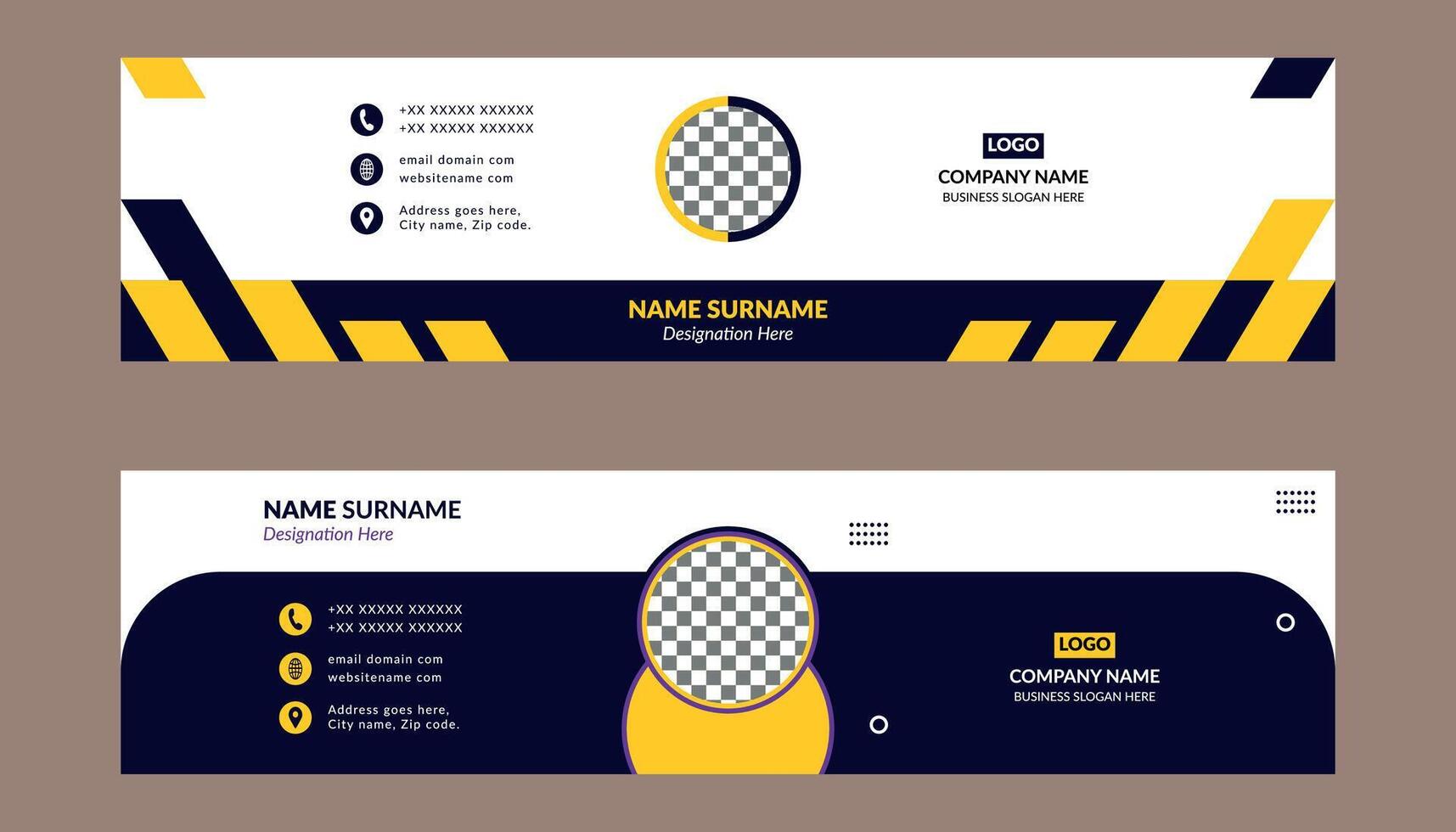 Email Signature Design in Bundle. Classic Template Display for Promotional Campaign. vector