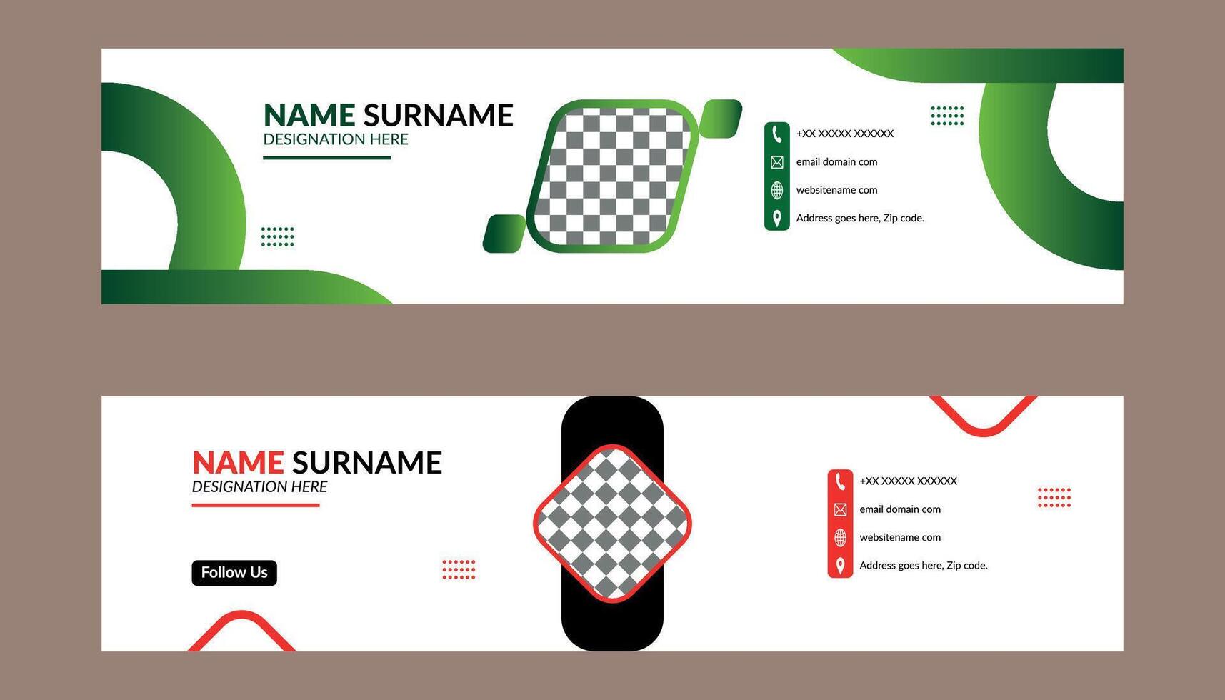 Email Signature Design in Bundle. Abstract Template Display for Promotional Campaign. vector