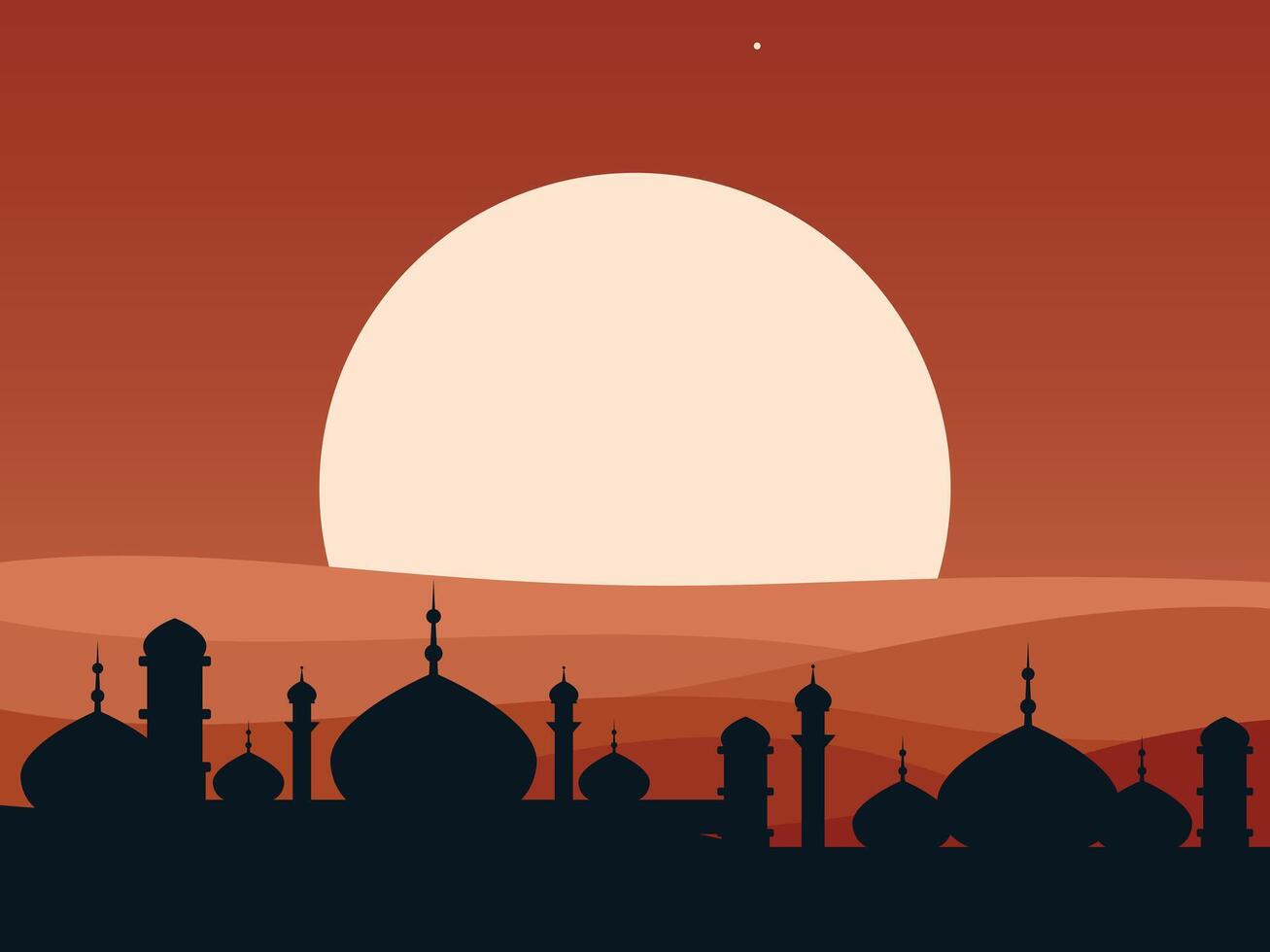 islamic architecture silhouette silhouette of mosque and sunset vector