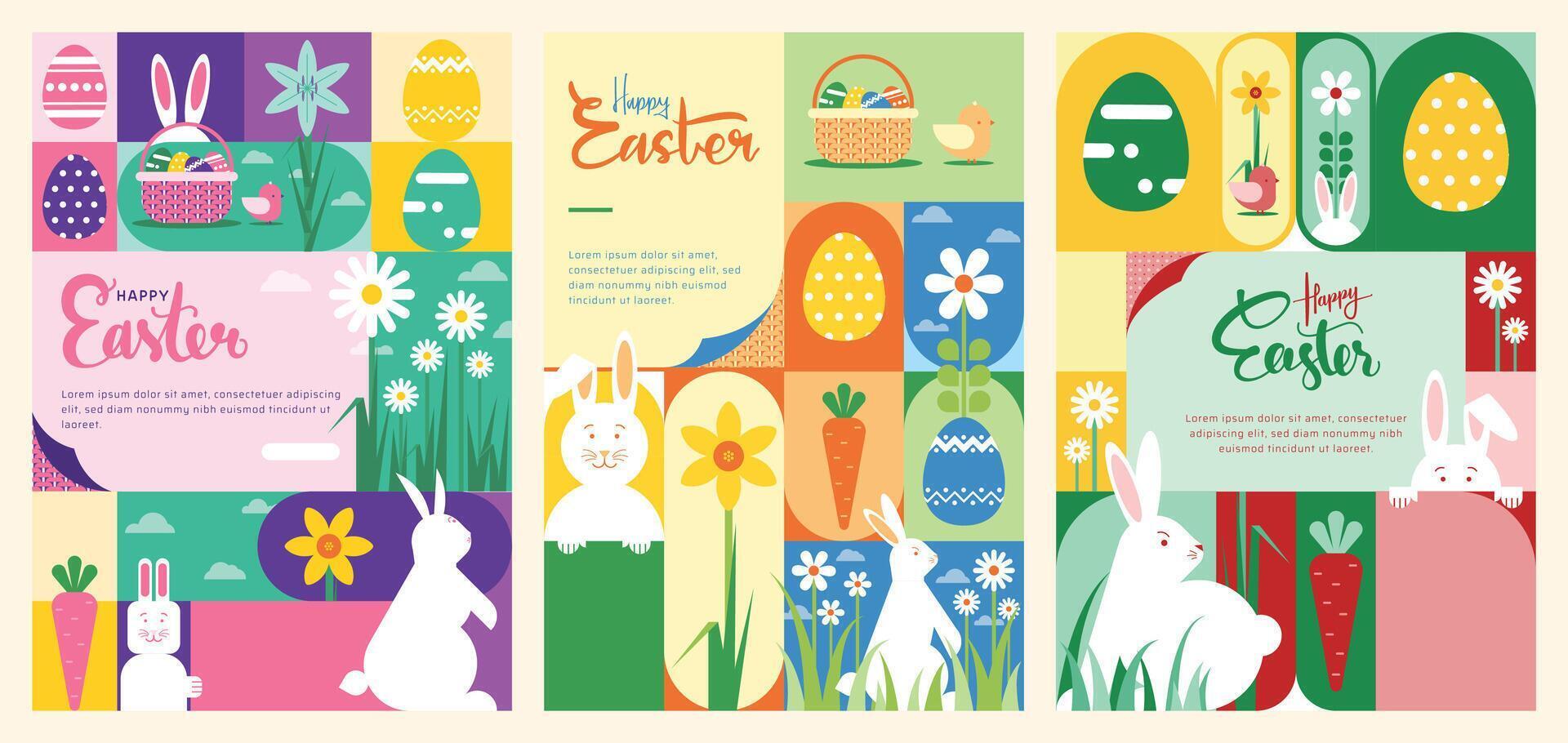 happy easter modern geometric abstract background for banner, poster, flyer, card vector