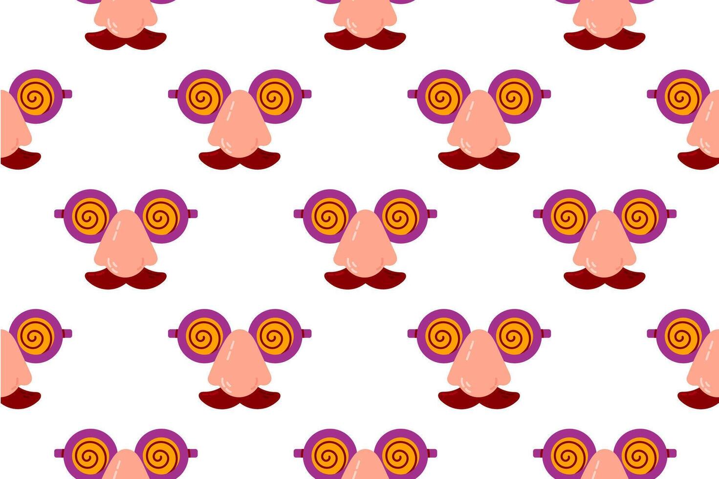 Hand drawn seamless pattern with funny glasses and mustache vector