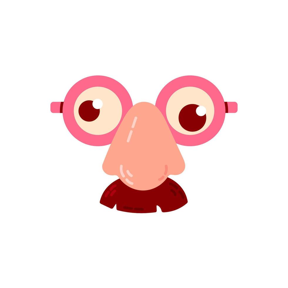 Classic joke glasses with a big nose, perfect for humor and pranks vector