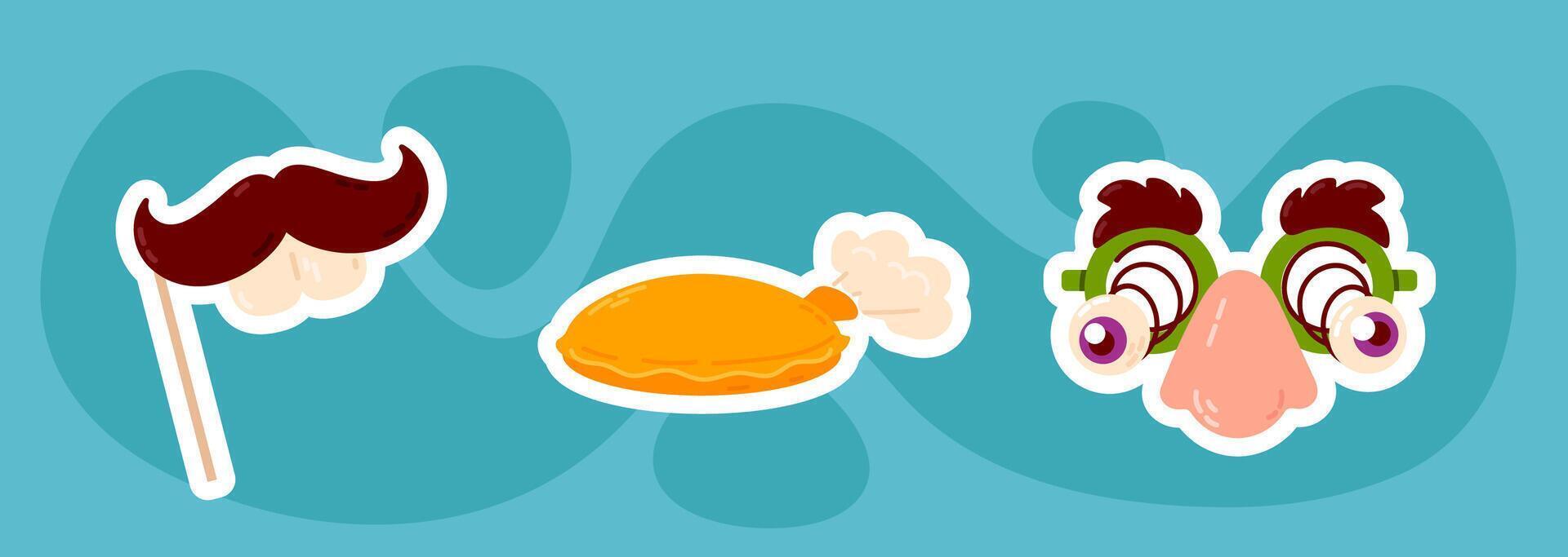 April Fools Day Prank Icons Set vector