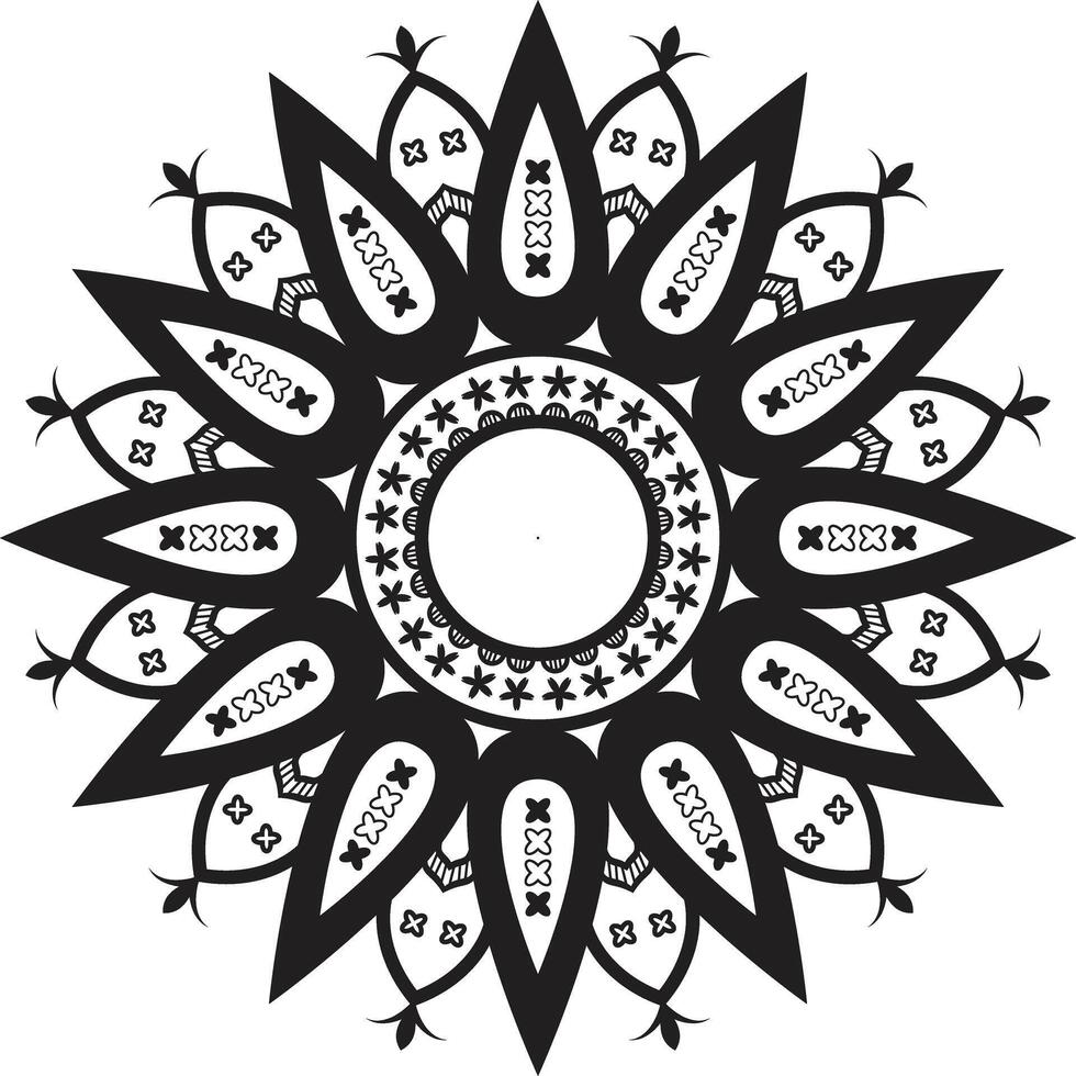 A black and white design with a circular design vector