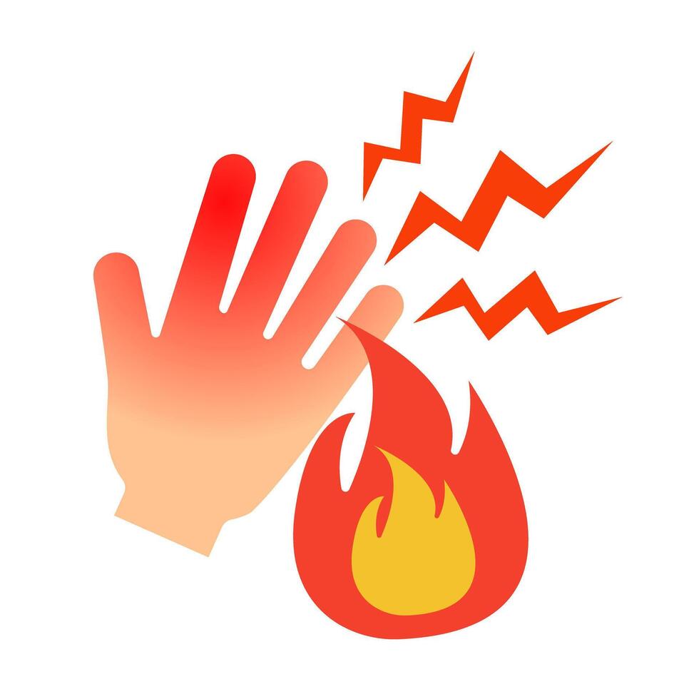 Flat design hand burn icon. vector