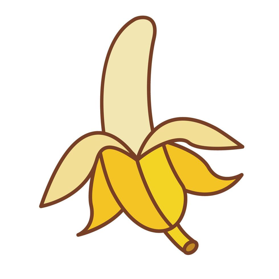 Flat design peeled banana icon. vector