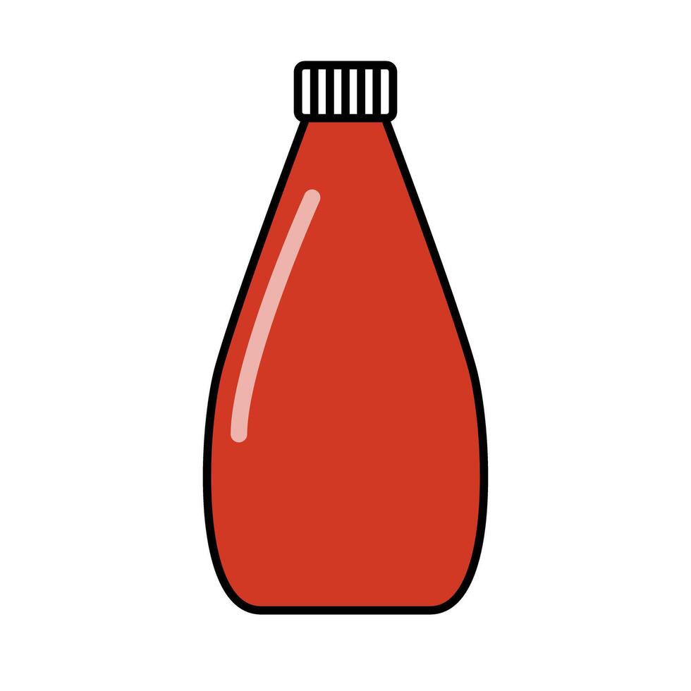 Red ketchup bottle icon. vector