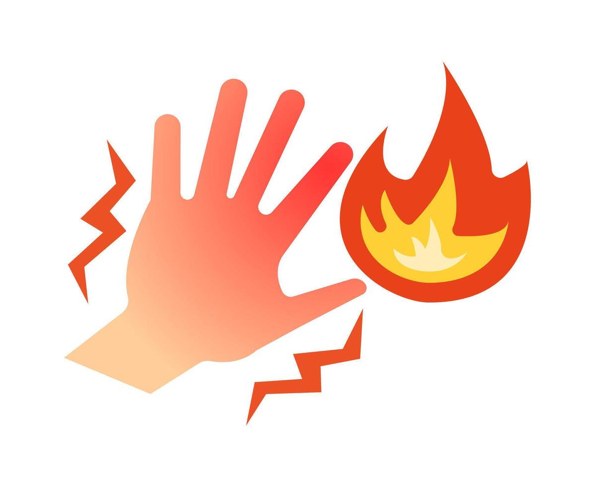 Burned hand and pain icon. vector