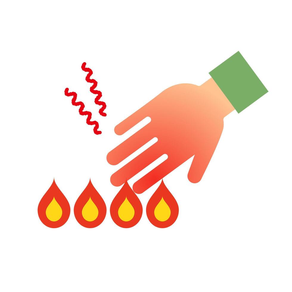 Hand burned by gas fire. vector