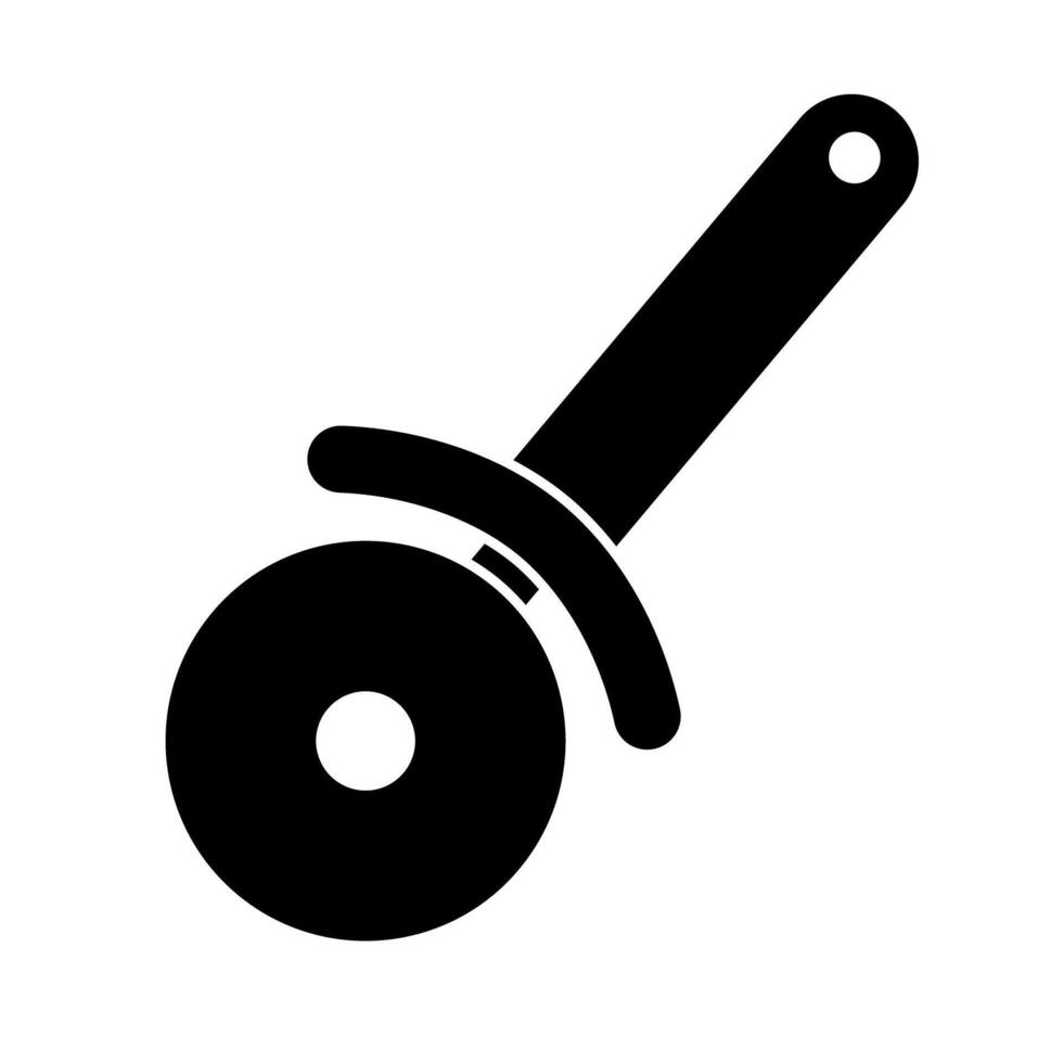 Simple pizza cutter silhouette icon. vector