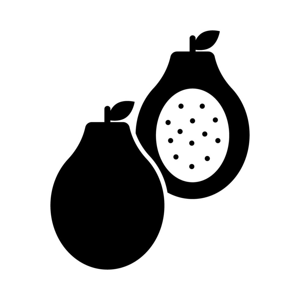 Silhouette of Whole and Halved Papaya icon. vector