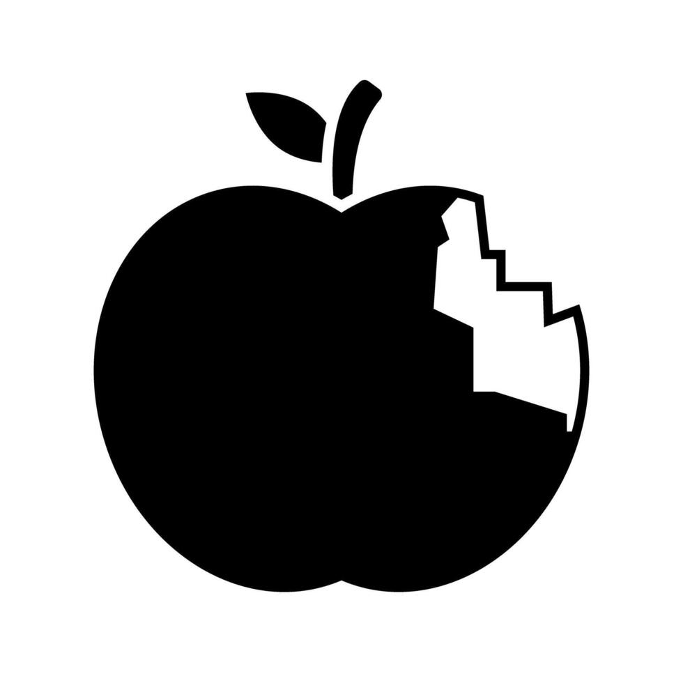 Bitten apple silhouette icon. vector