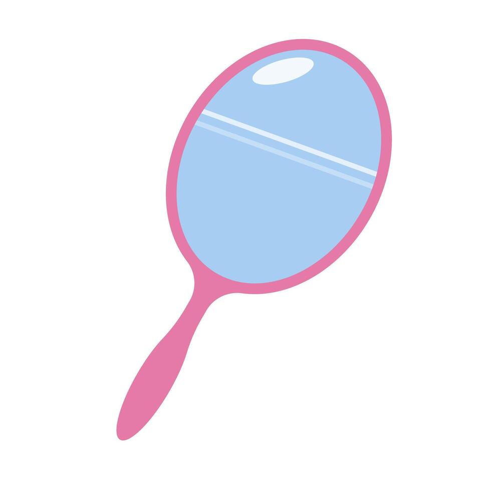 Pink hand mirror icon. vector