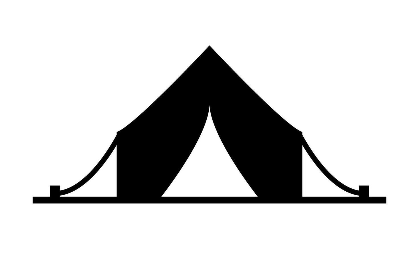 Front of camping tent silhouette. vector