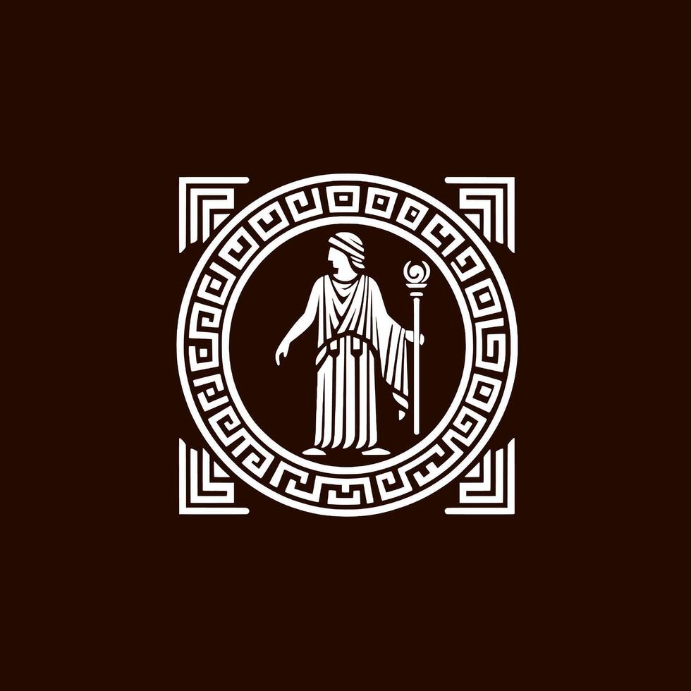 The greek goddess of wisdom in a white and black logo vector