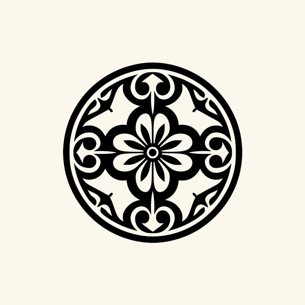 A black and white logo for a flower vector