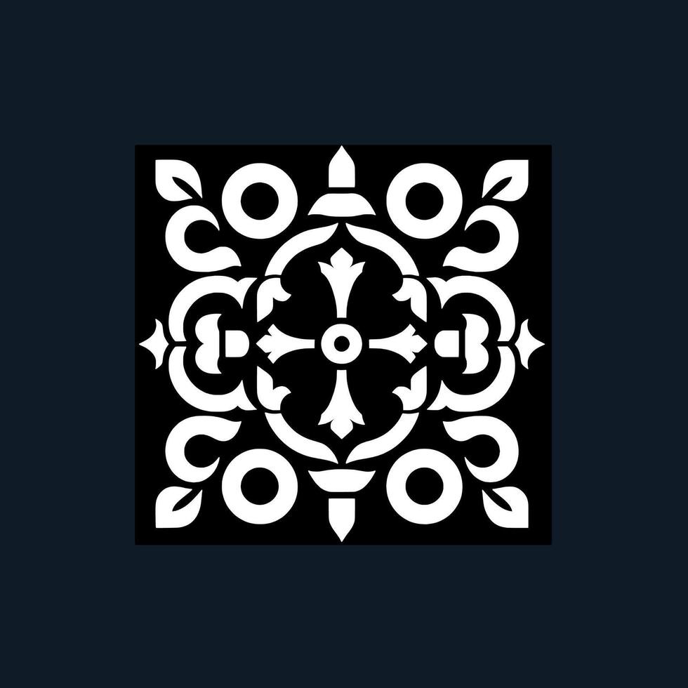 A black and white design with a circular pattern vector