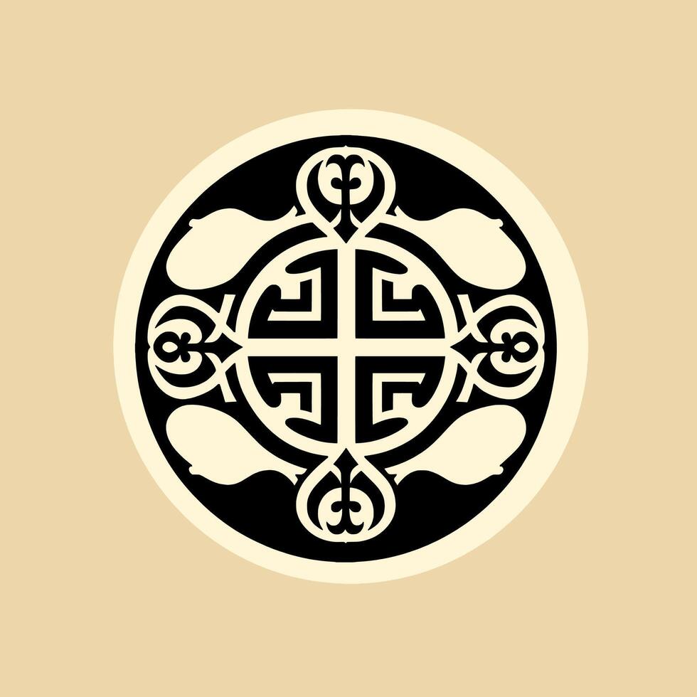 A black and white design with a cross in the center vector