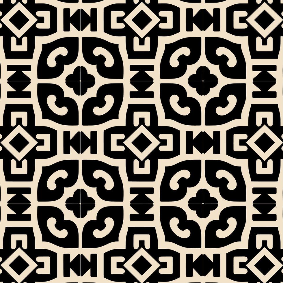 A black and white tile pattern with geometric shapes vector