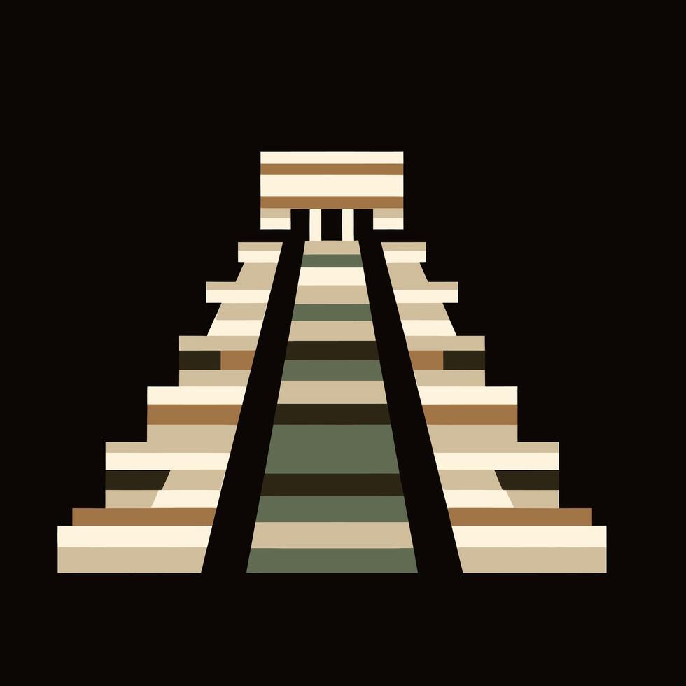The pyramid of the sun is shown in a flat design vector