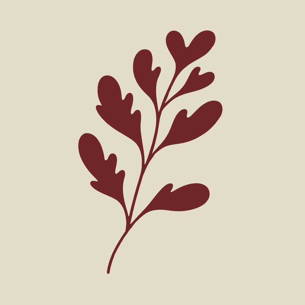 A red plant with leaves on a beige background vector