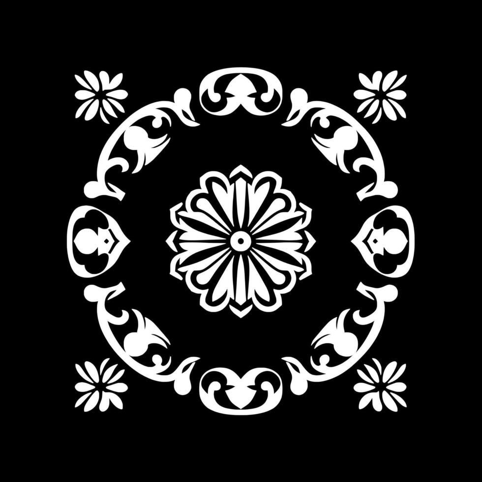 A white floral design on a black background vector