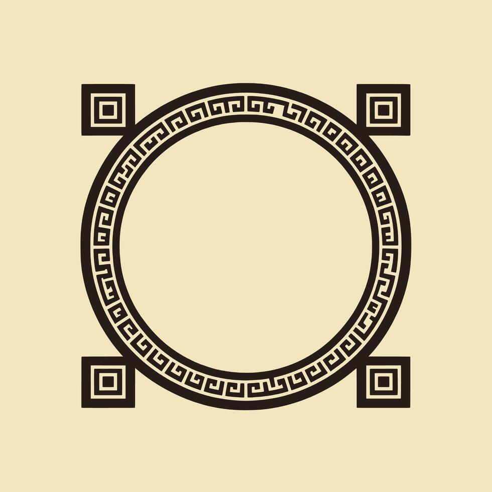 Ancient greek style frame with a greek pattern vector
