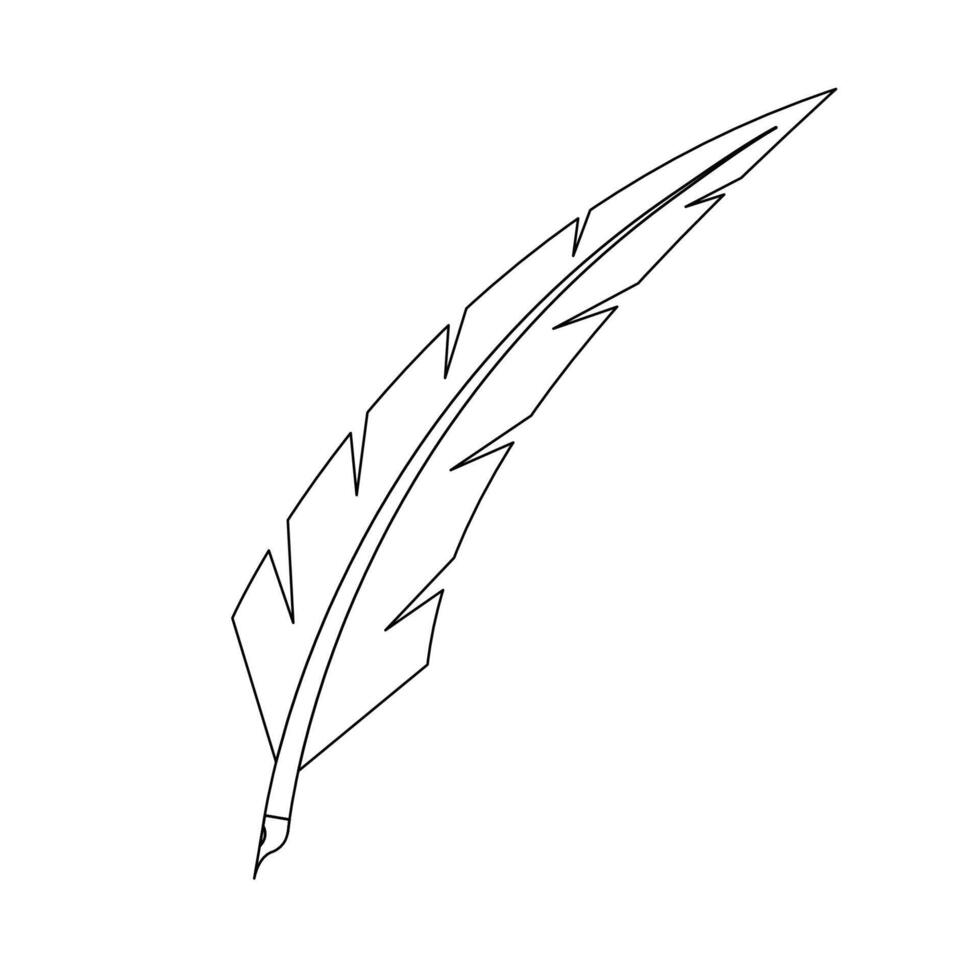 Quill Feather Outline Icon Illustration on White Background vector