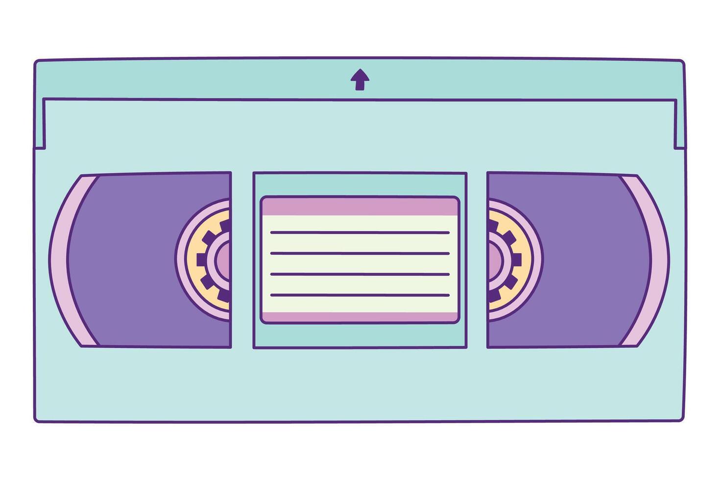 Retro VHS Cassette Hand Drawn Illustration with Outline Isolated on White Background. Vintage Analog Tape Record System. Film and Movie from 90s vector