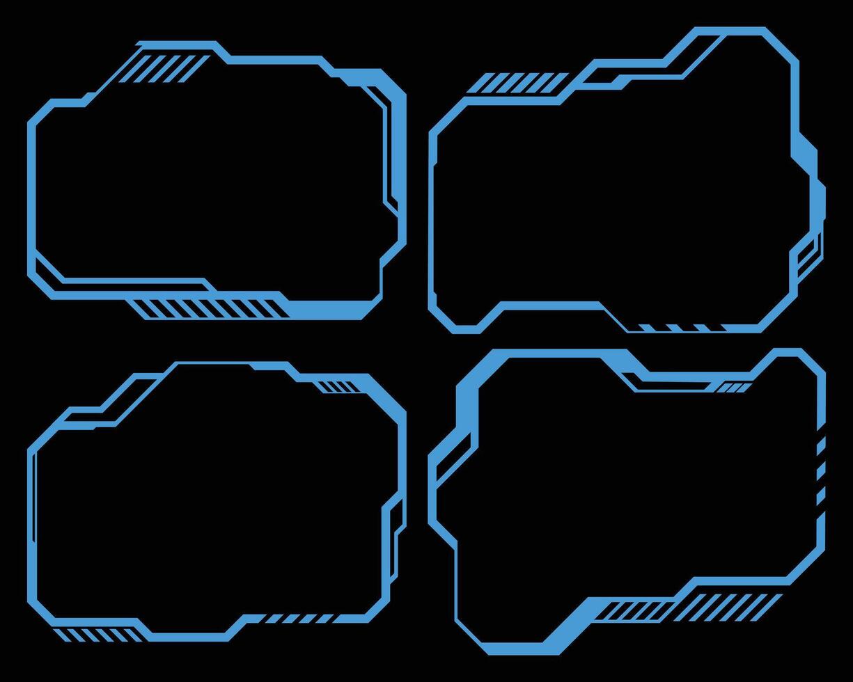 Collection of abstract blue futuristic technology frames vector