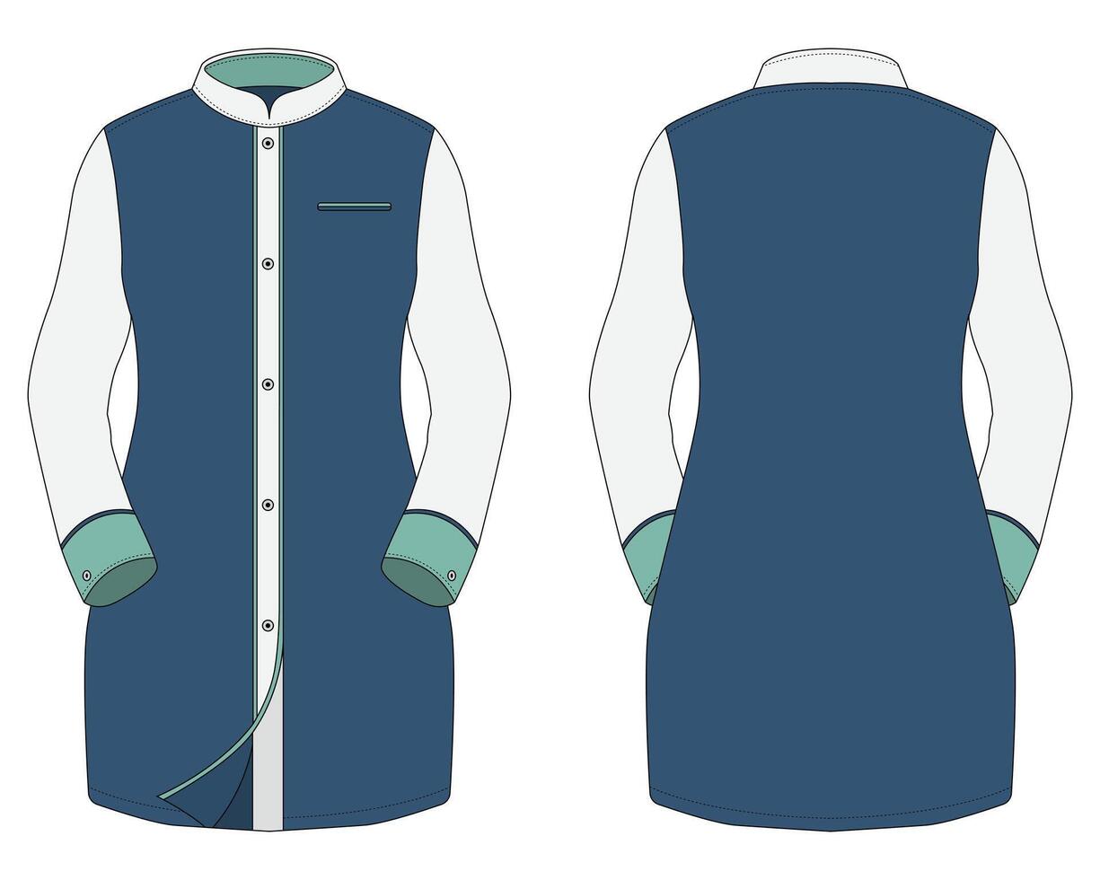 Women office uniform mockup front and back view vector