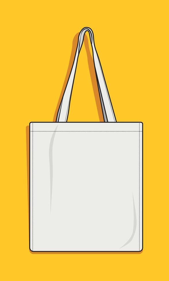 Plain white tote bag illustration template vector