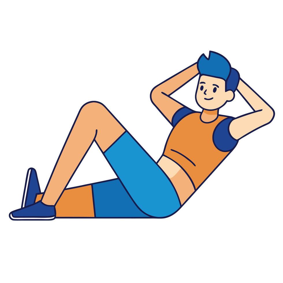 Man Doing Bicycle Crunch Exercise Fitness and Workout Illustration Image vector
