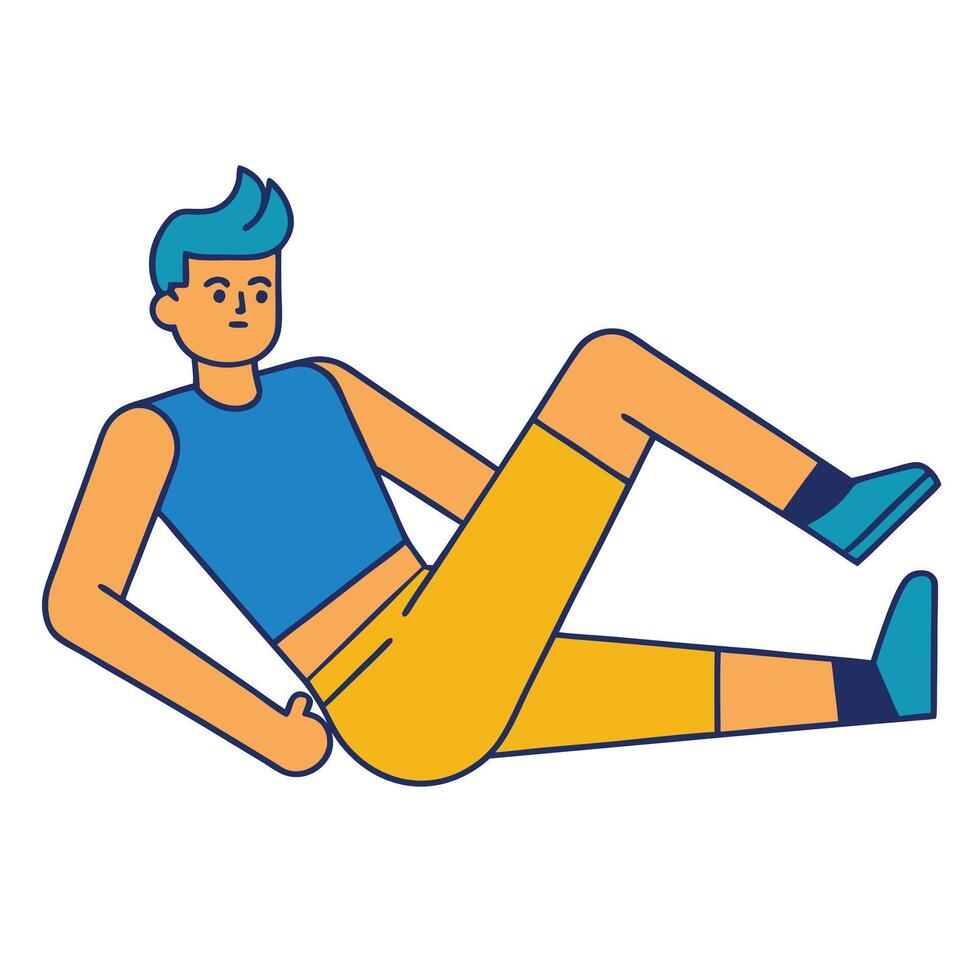 Man Doing Bicycle Crunch Exercise Fitness and Workout Illustration vector