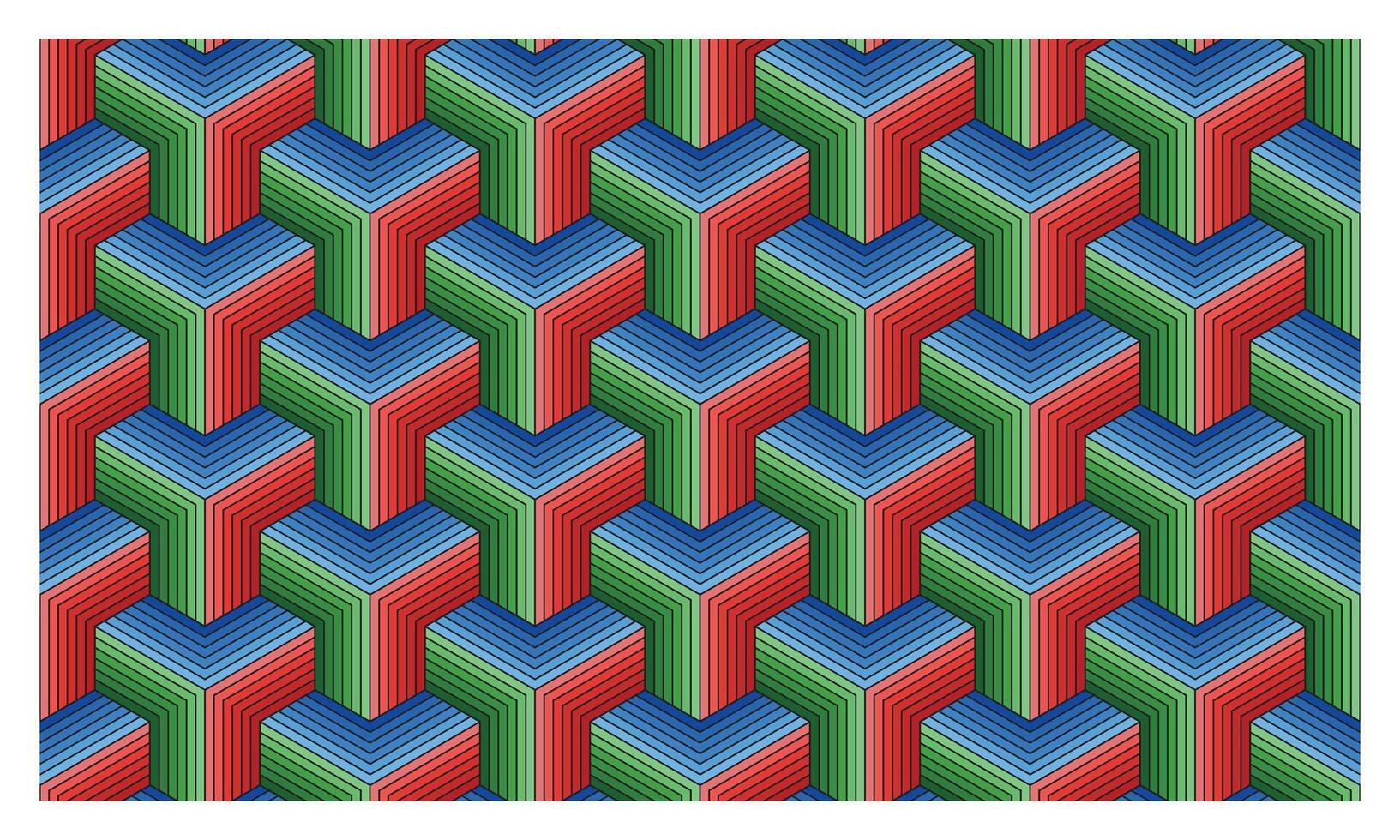 Colorful Isometric Geometric Pattern with Optical Illusion Effect vector