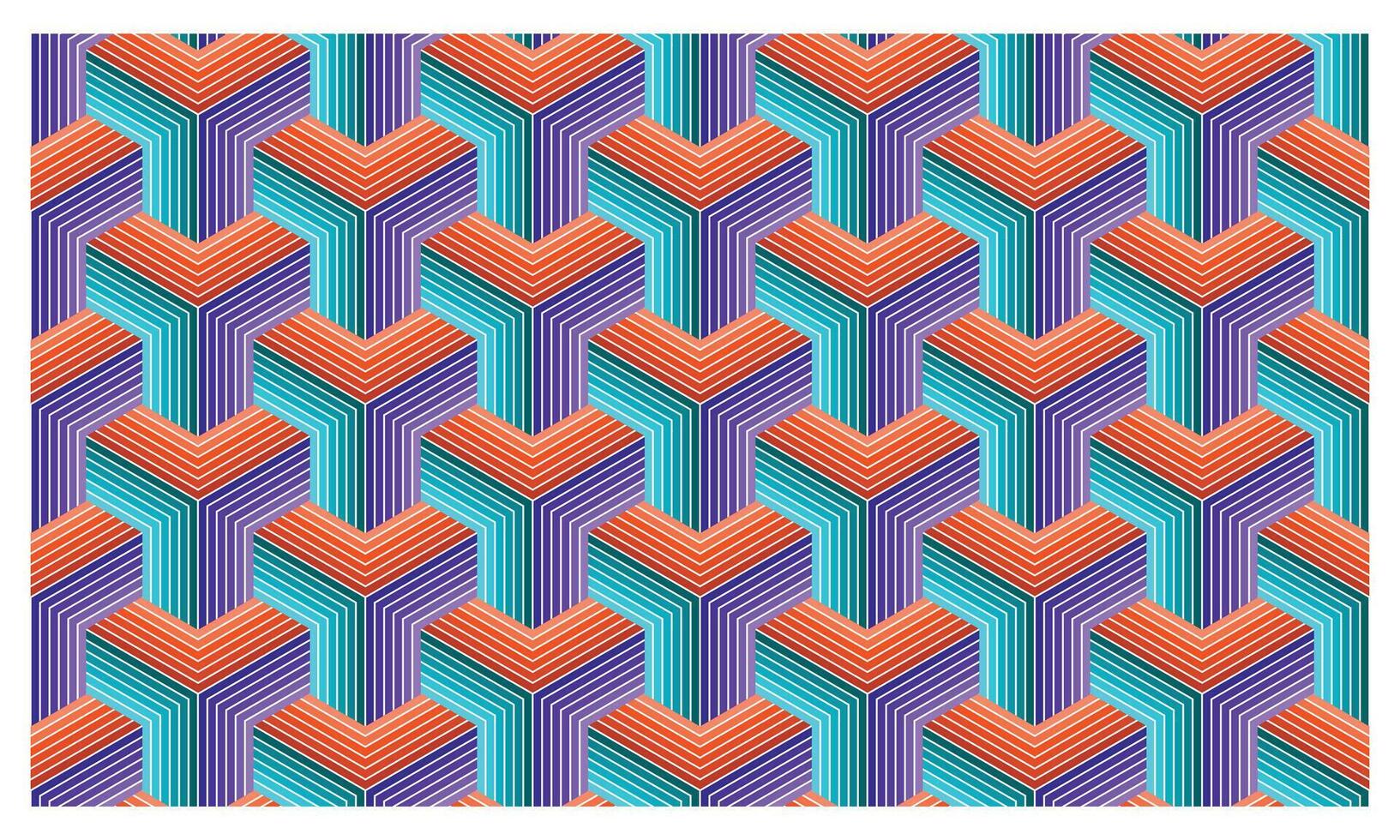 Modern Geometric Seamless Pattern with 3D Optical Illusion Design vector