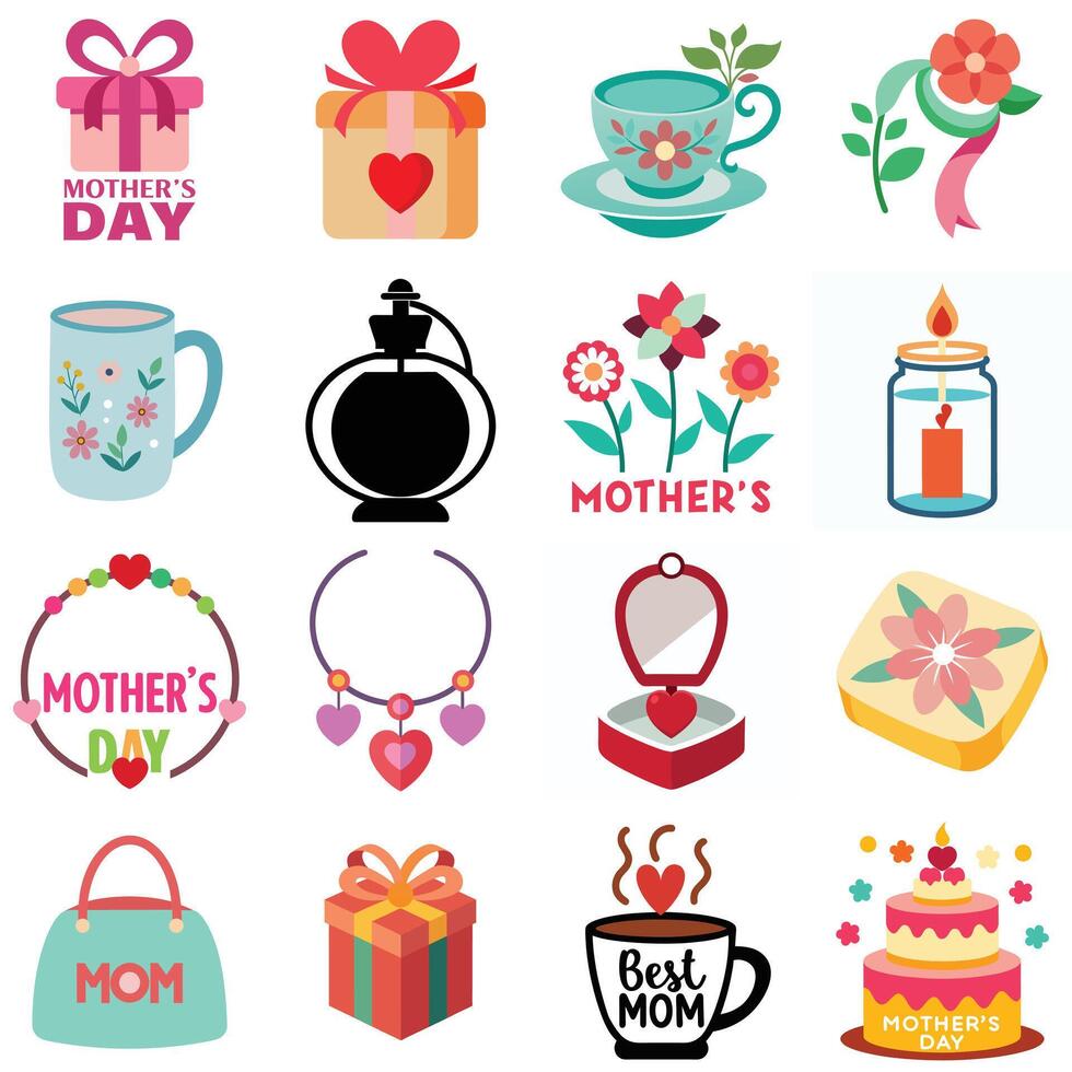Illustration of Mothers Day Elements Gifts and Decorations for Mom vector