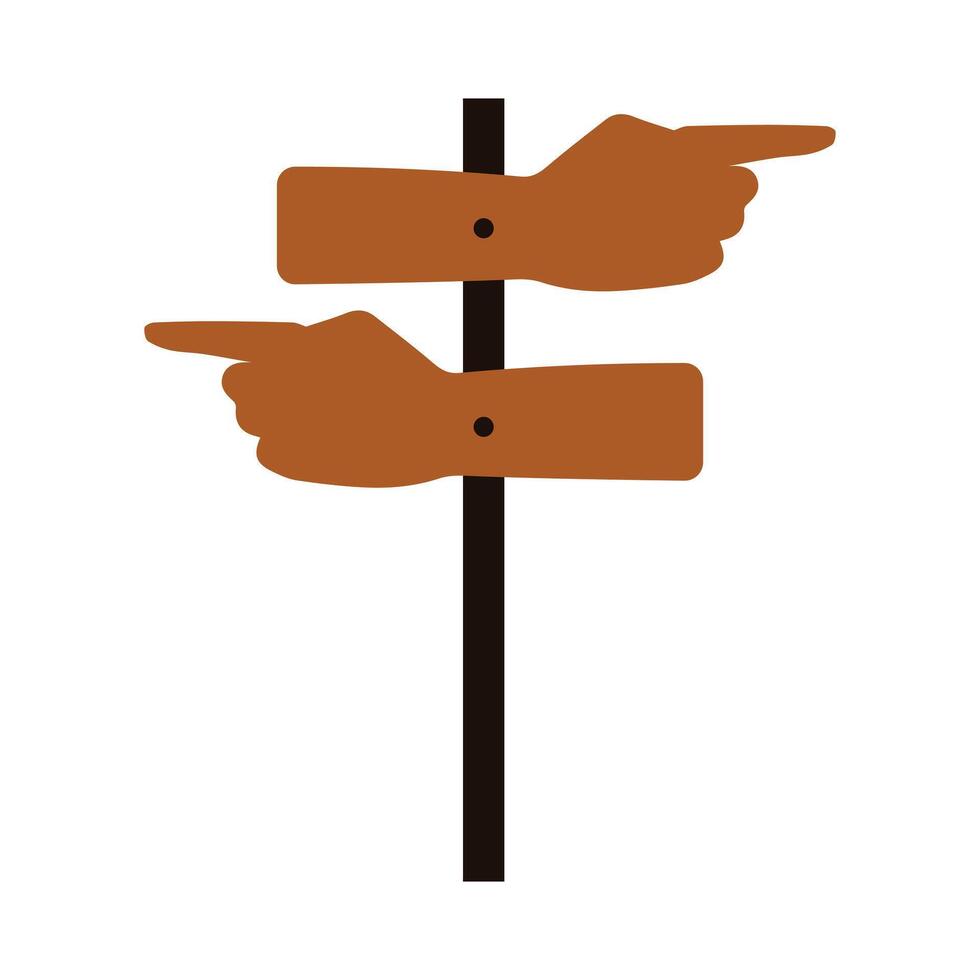 Hand Directional Sign Pole, hands index finger pointing Navigating directions, Go left, Go right silhouette icon vector