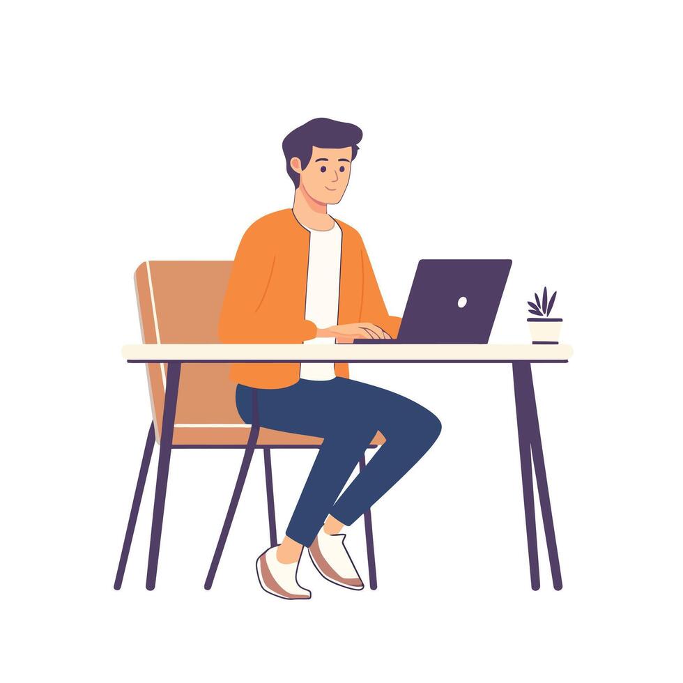 Professional Scene of Work Computer in Action vector