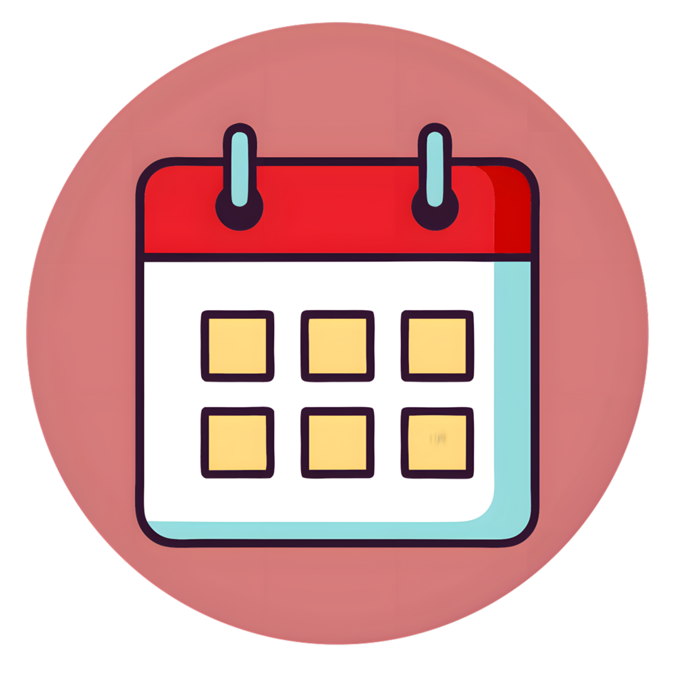 Vibrant calendar icon on a circular background for reminders and scheduling png
