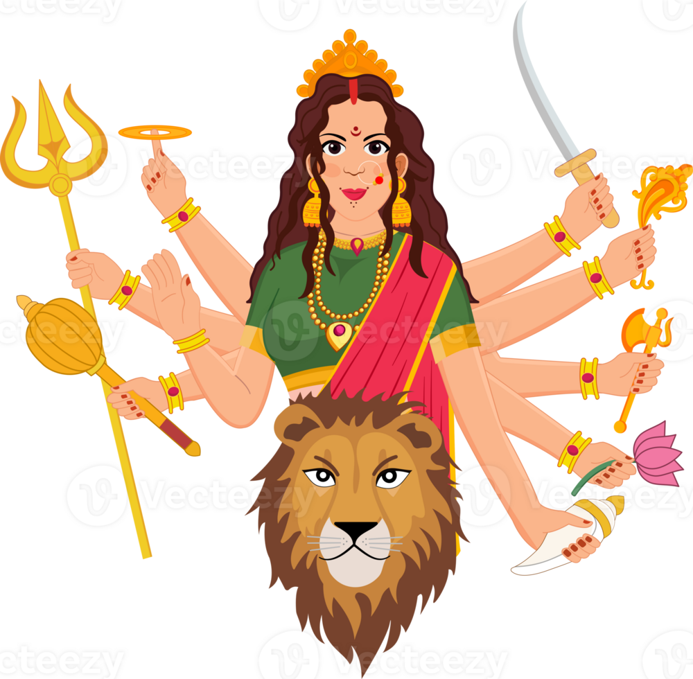 goddess durga with lion for Navratri festival png