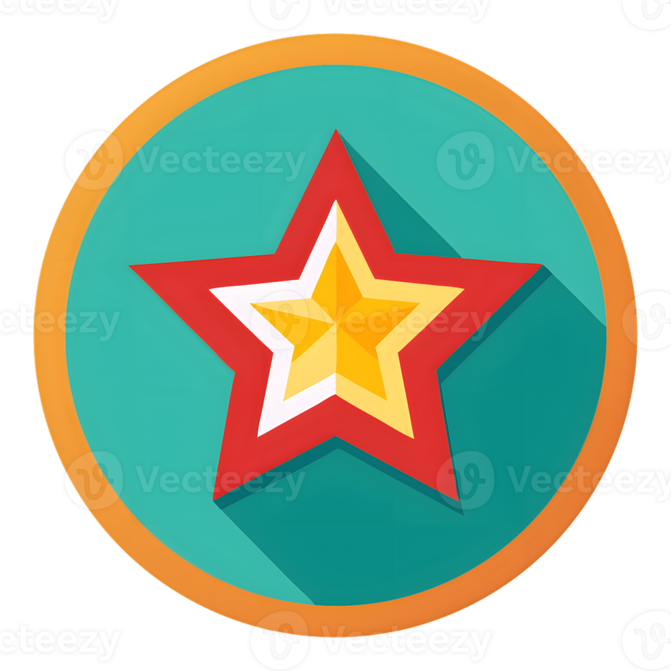 Vibrant star icon with stylized design element for digital projects png