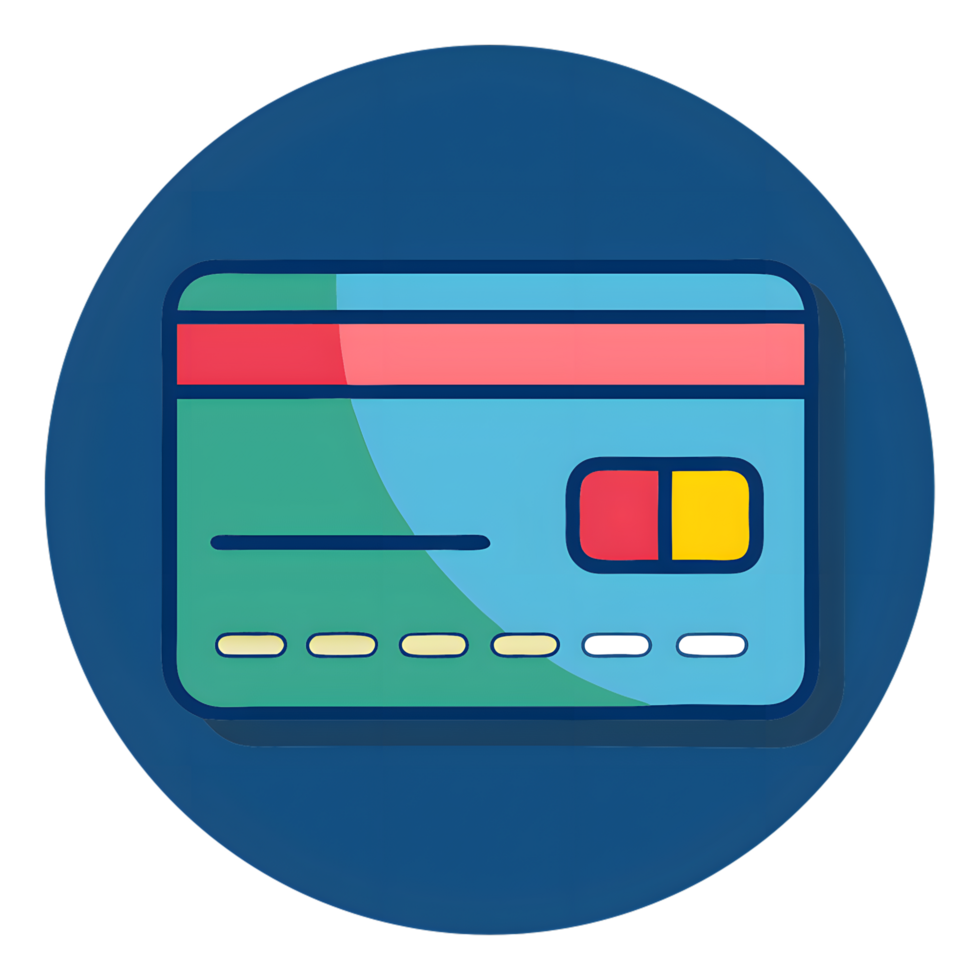 A credit card icon on a blue background png