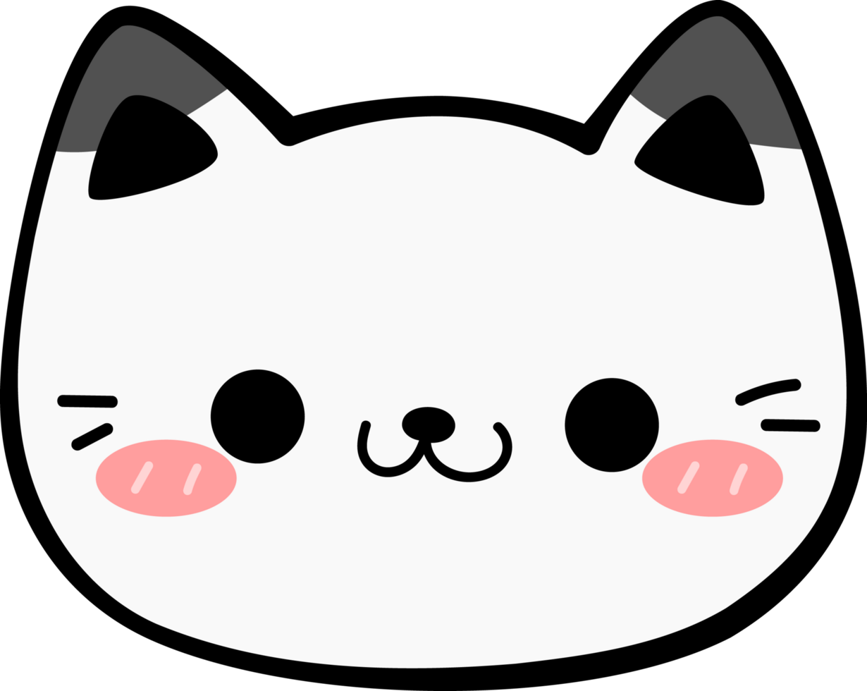 Cute hand drawn white cat face set, Kawaii kitty face cartoon doodle for kids png
