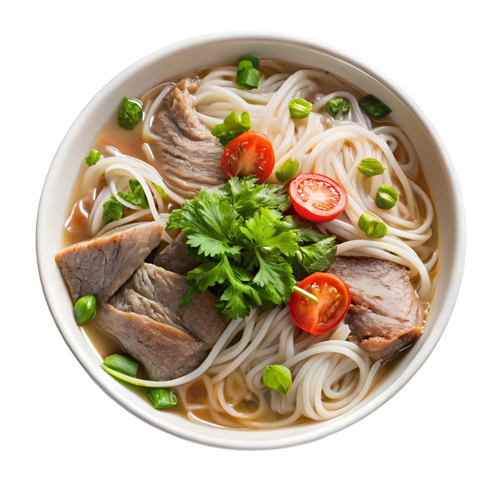 A flavorful and inviting bowl of Vietnamese Pho with fresh ingredients png